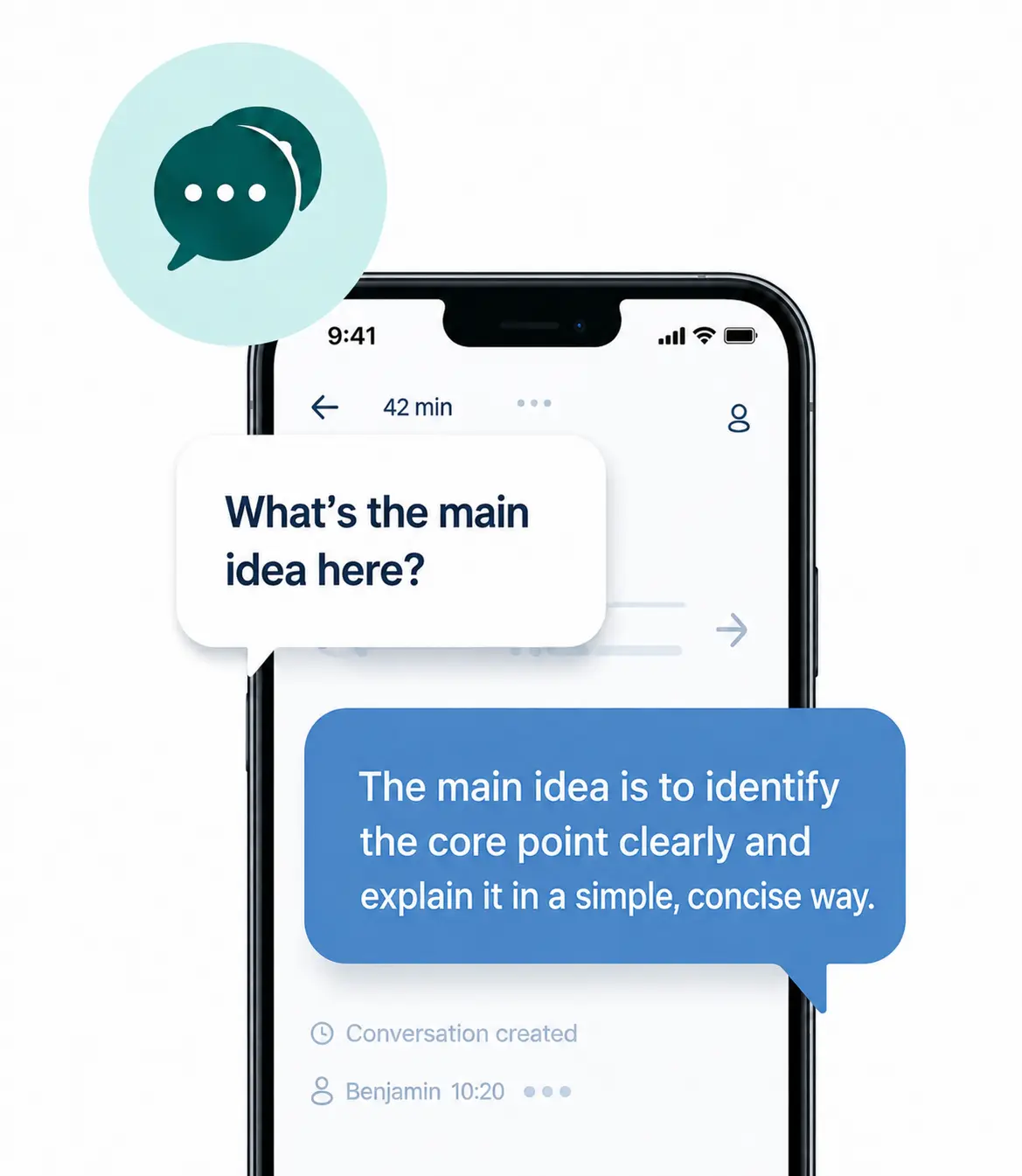 Praxis reader app with a context-aware question and answer conversation